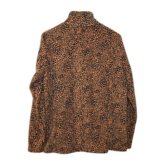 Land's End Women Cheetah Print Pullover 1/4 Zip Front Fleece Sweater M - Picture 9 of 11